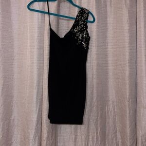 One shoulder sequence, black dress size small